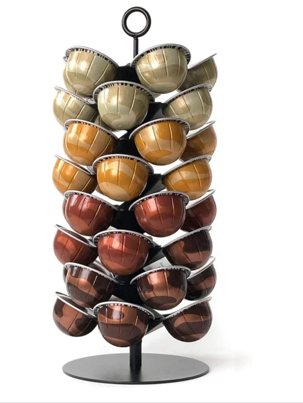 Multi-Color Coffee Capsule Tree Stand - Metal Pod Organizer (Black)